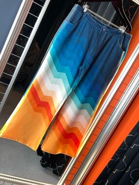 Sunset Horizon Ombré Chevron Wide-Leg Trousers 🌅🌊🧡